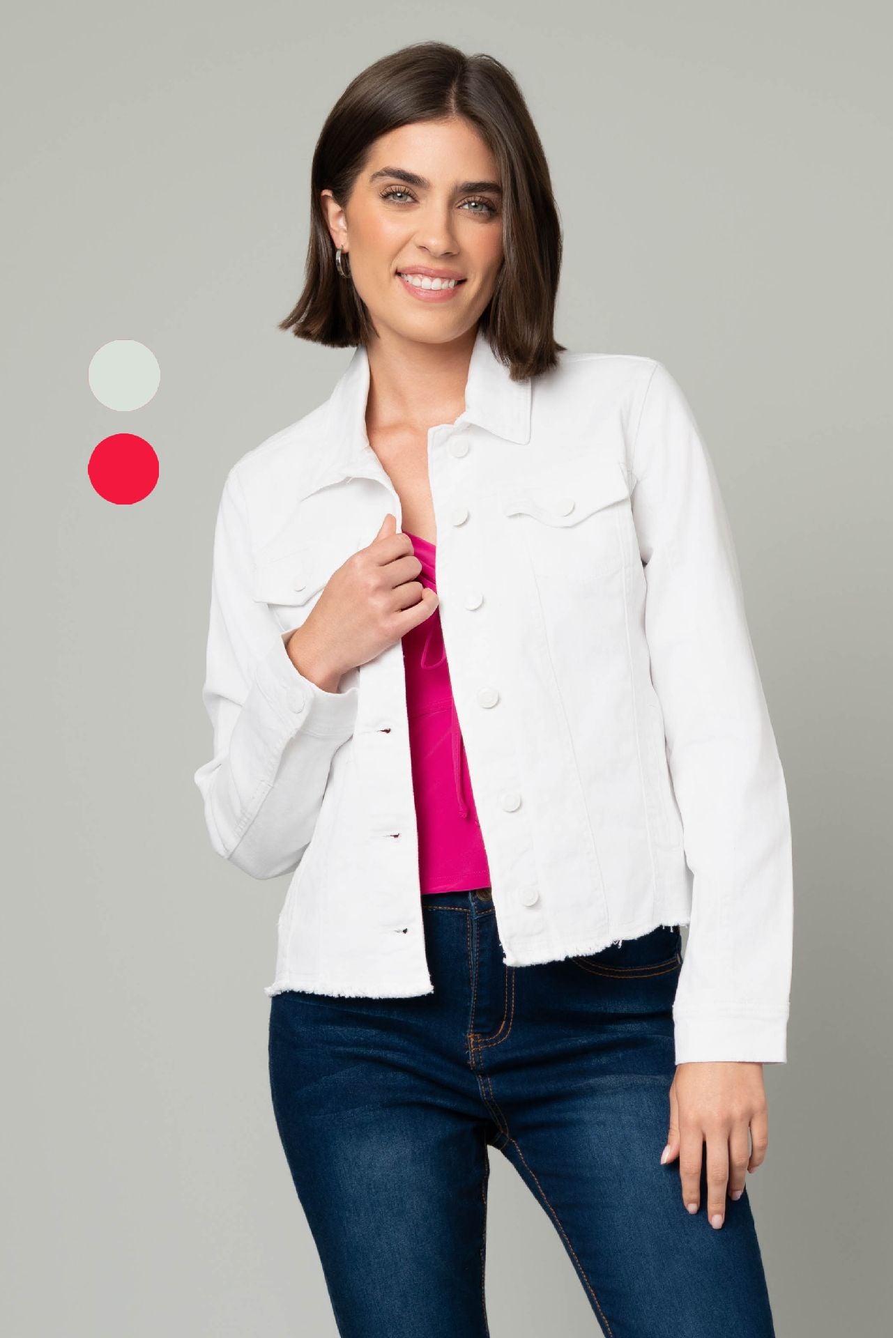 Frayed Denim Jacket White