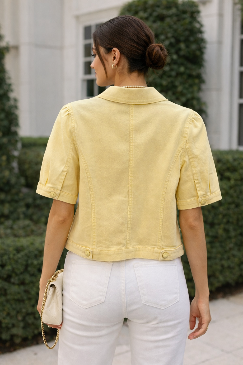 Short Sleeve Denim Jacket Butter Yellow
