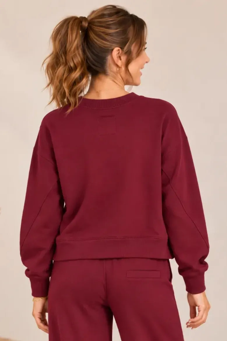 Silky Soft Drop Shoulder Sweatshirt Burgundy