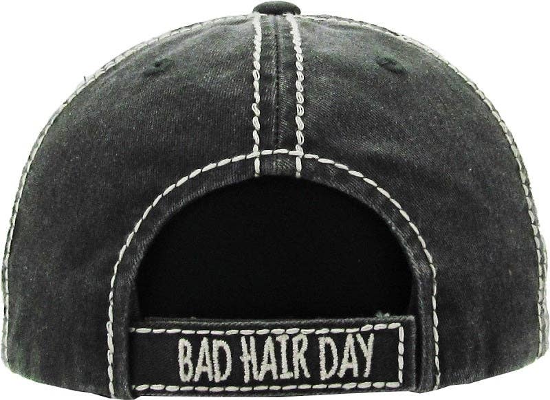 KBV1073 'BAD HAIR DAY' Distressed Cotton Cap: Camoflauge