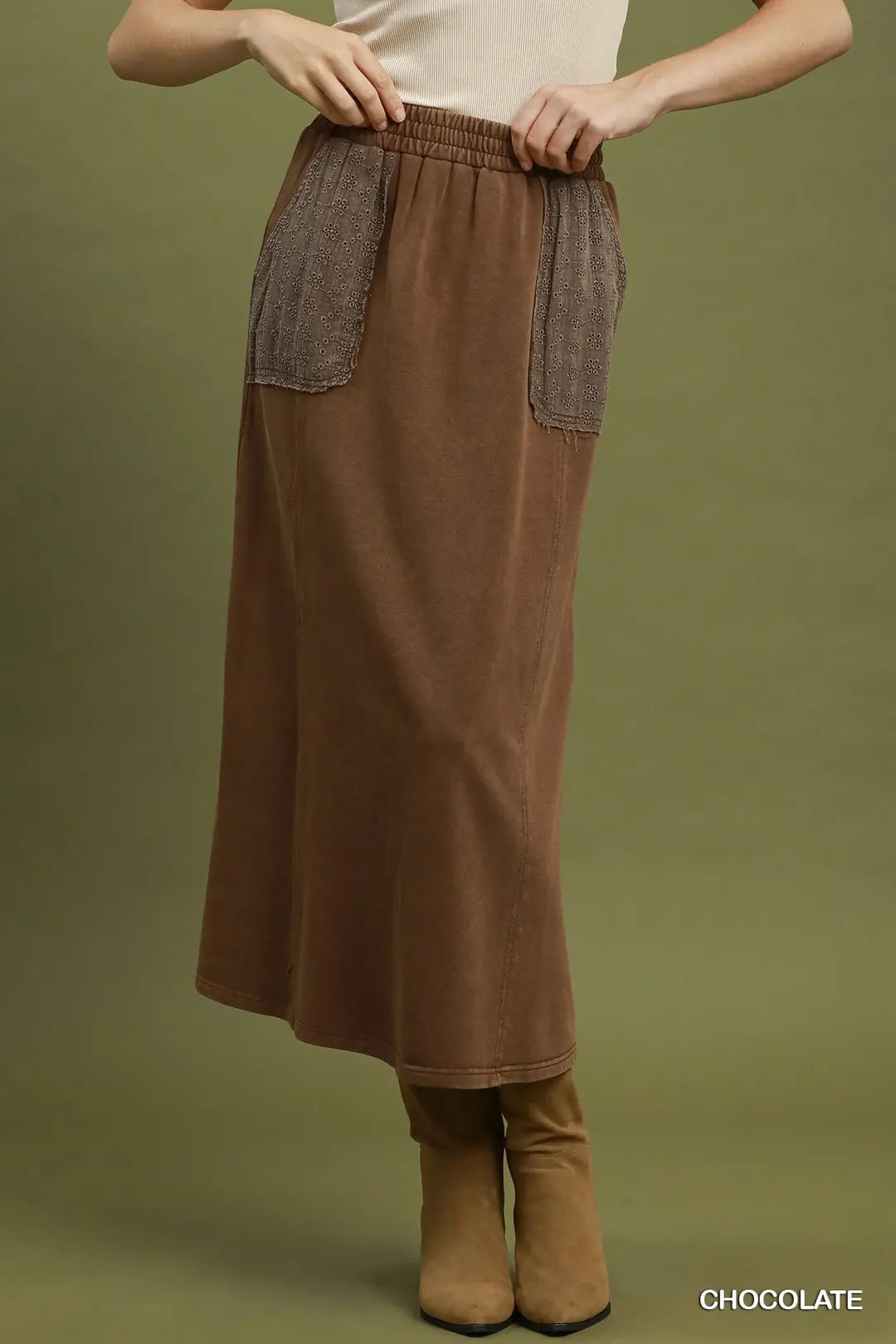 Umgee French Terry Maxi Skirt