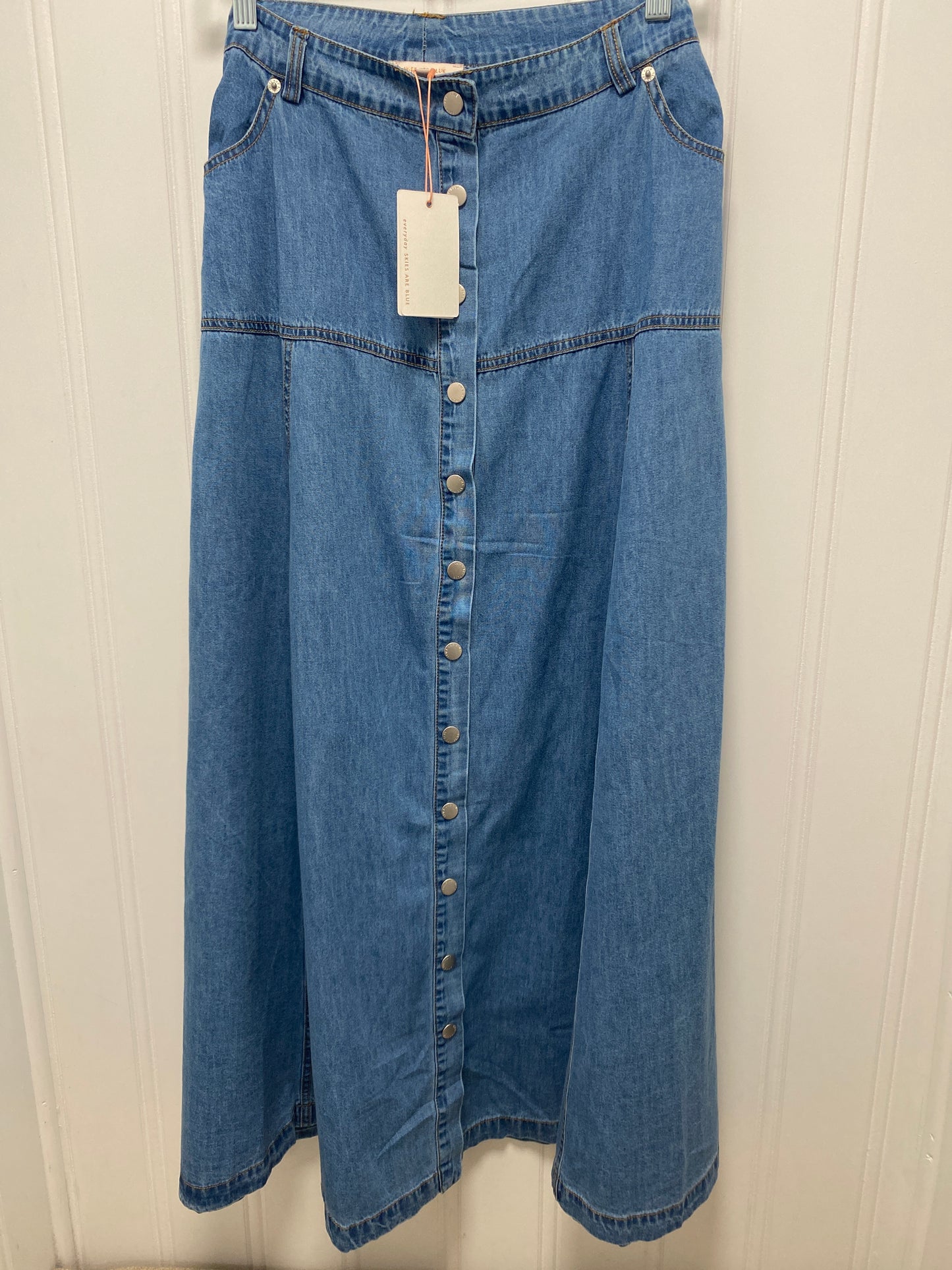 Denim Button Front Maxi Skirt