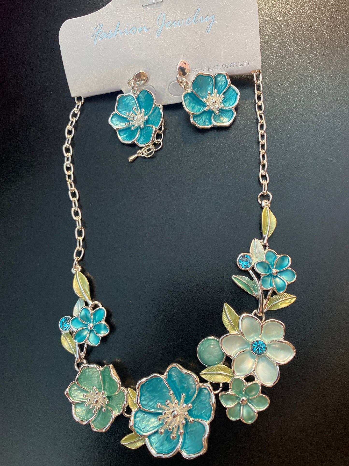 Necklace & Earrings Set Flowers