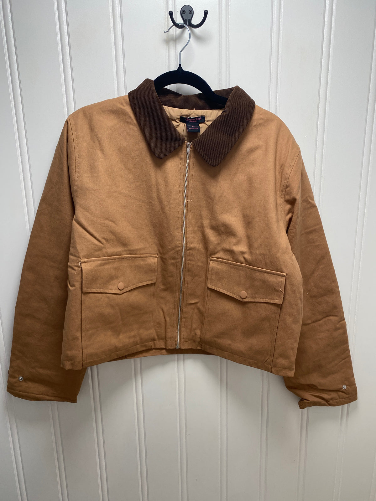 Twill Barn Jacket With Corduroy Trim Collar