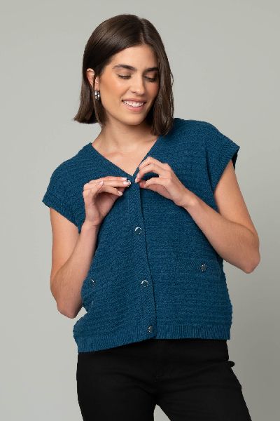 V-Neck Jacquard Sweater Vest w/ DTM Buttonss