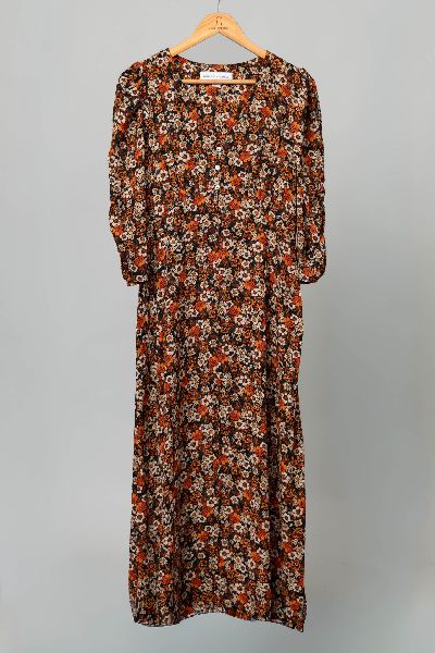 Maxi Dress Floral 3/4 sleeve
