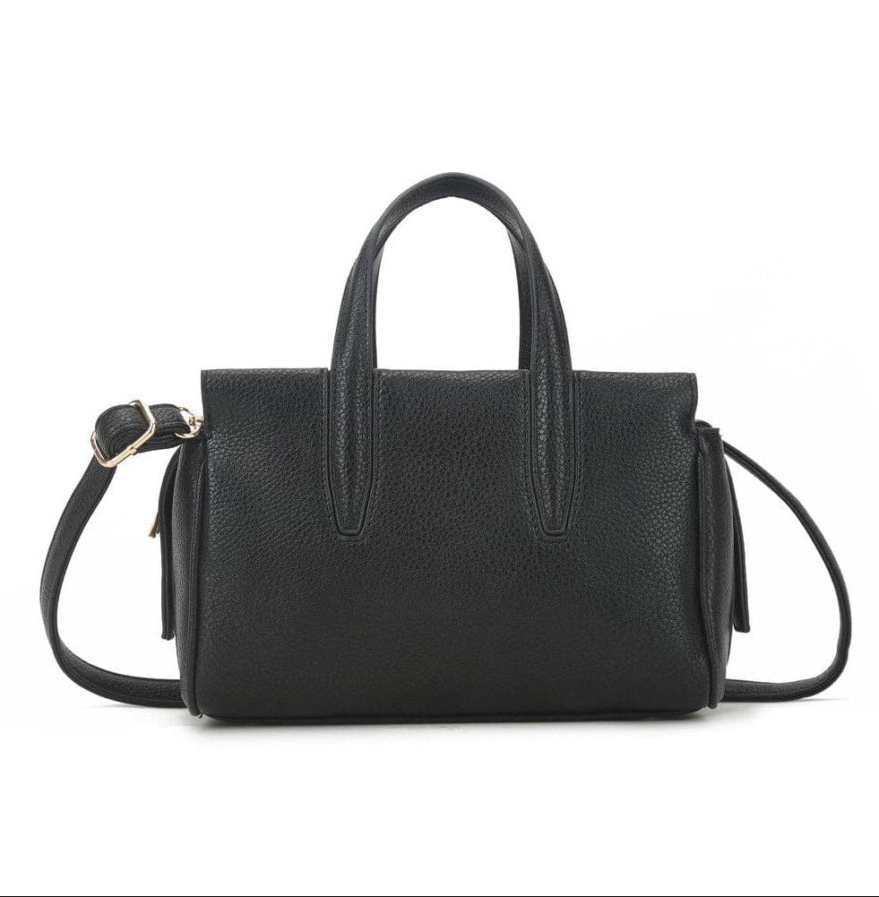 Antonia 3 Compartment Satchel/Crossbody Bag: Black