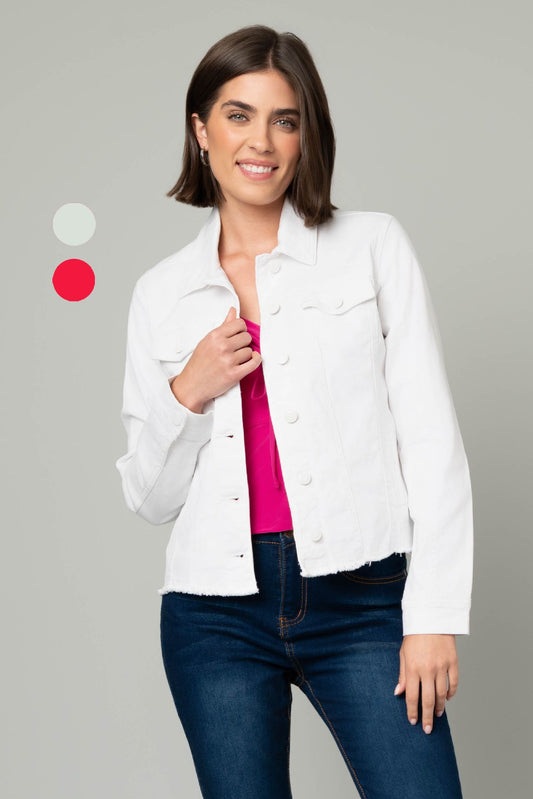 Frayed Denim Jacket White