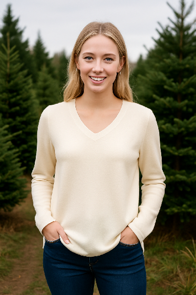 Sweater V-Neck White/Ivory
