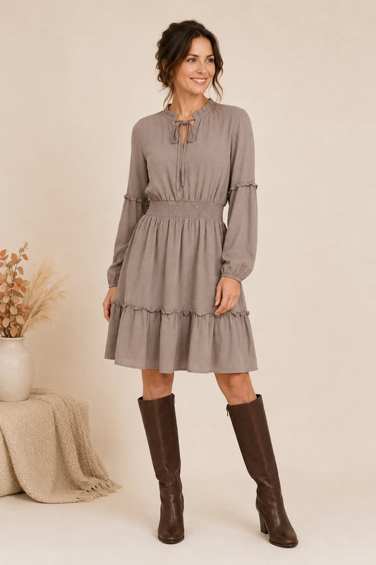 Mocha Tie Front Dress