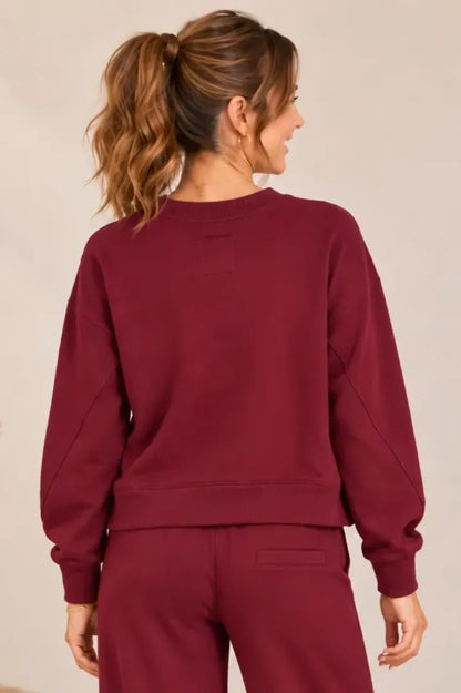 Silky Soft Drop Shoulder Sweatshirt Burgundy