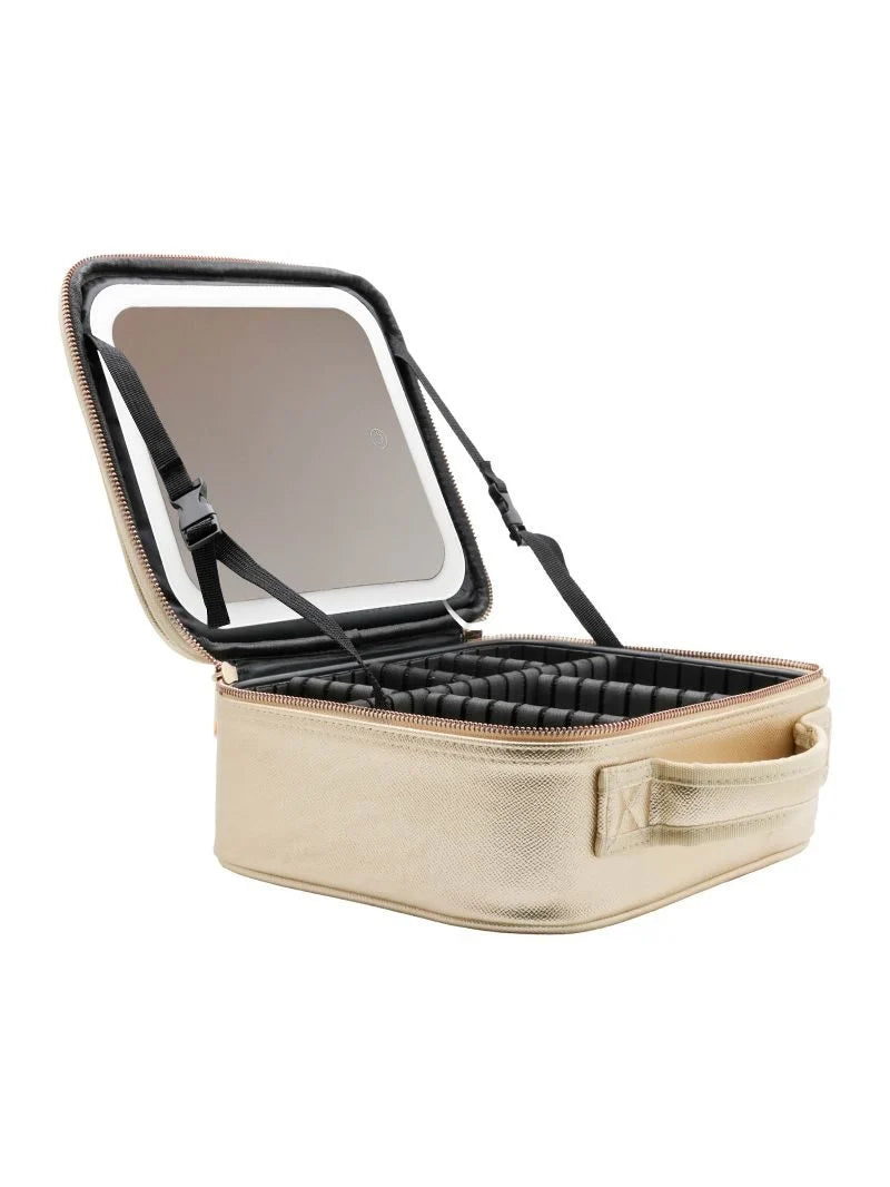 Vegan Leather Mirrored Light Up Travel Cases