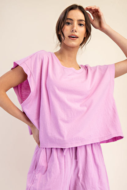 Cotton Slub Open Back Top Lilac