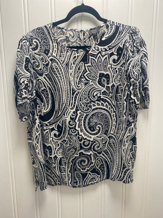 Black/White Satin Puff Sleeve Print Top