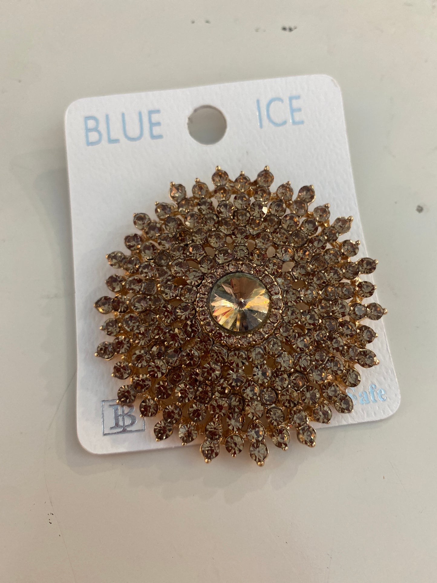 Golden Bronze Jeweled Brooch
