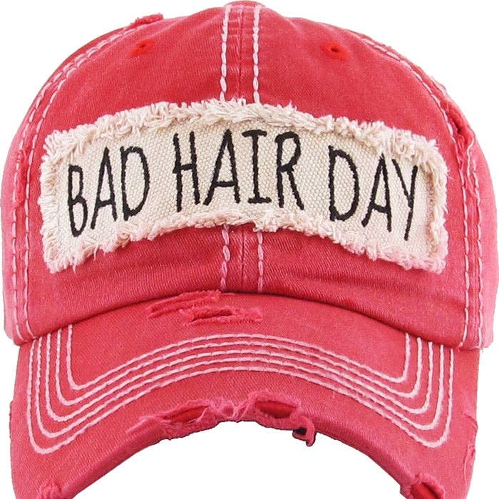 KBV1073 'BAD HAIR DAY' Distressed Cotton Cap: Camoflauge