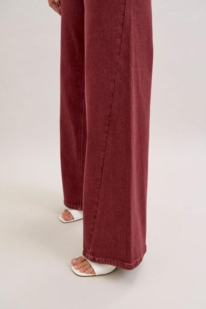 Judy Blue HW Retro Wide Burgundy