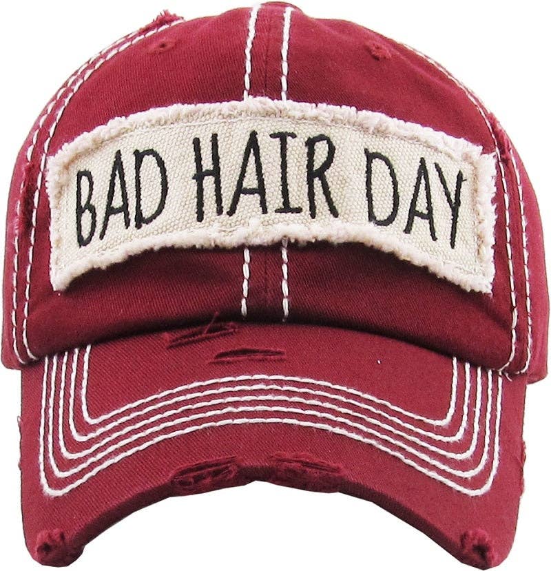 KBV1073 'BAD HAIR DAY' Distressed Cotton Cap: Camoflauge