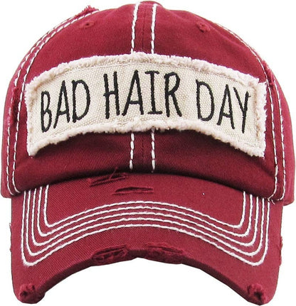 KBV1073 'BAD HAIR DAY' Distressed Cotton Cap: Camoflauge