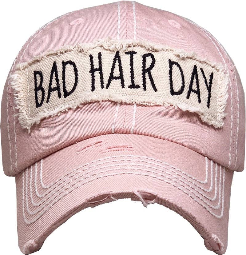 KBV1073 'BAD HAIR DAY' Distressed Cotton Cap: Camoflauge