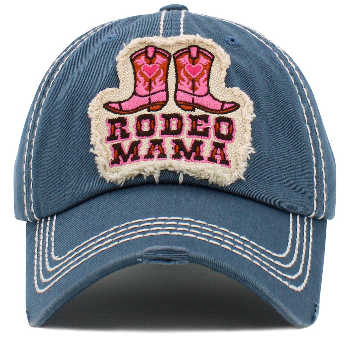 KBV1478 'Rodeo MaMa" Washed vintage Ballcap: Blue