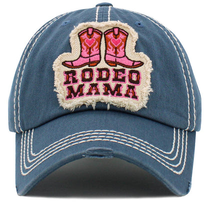 KBV1478 'Rodeo MaMa" Washed vintage Ballcap: Blue