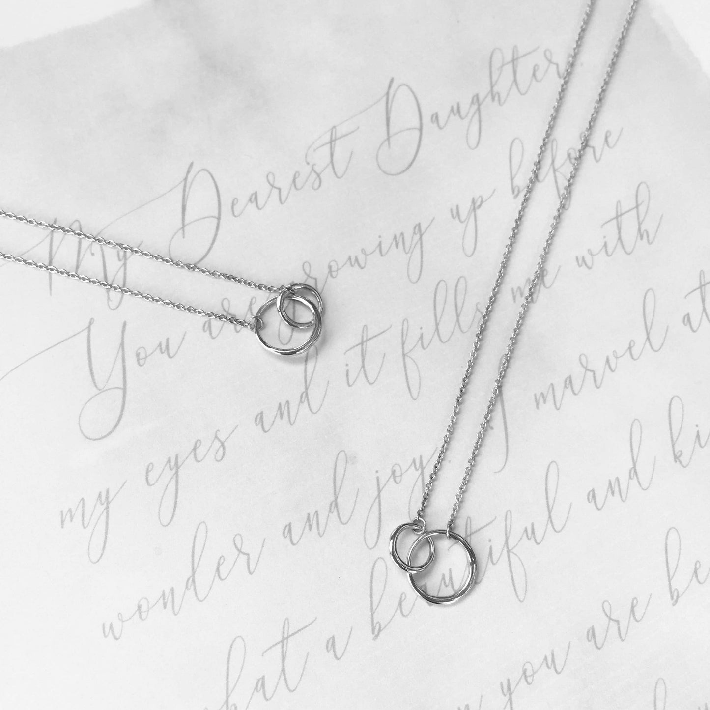 Love Between Mother and Daughter Necklaces: Circles set of 2: Sterling Silver
