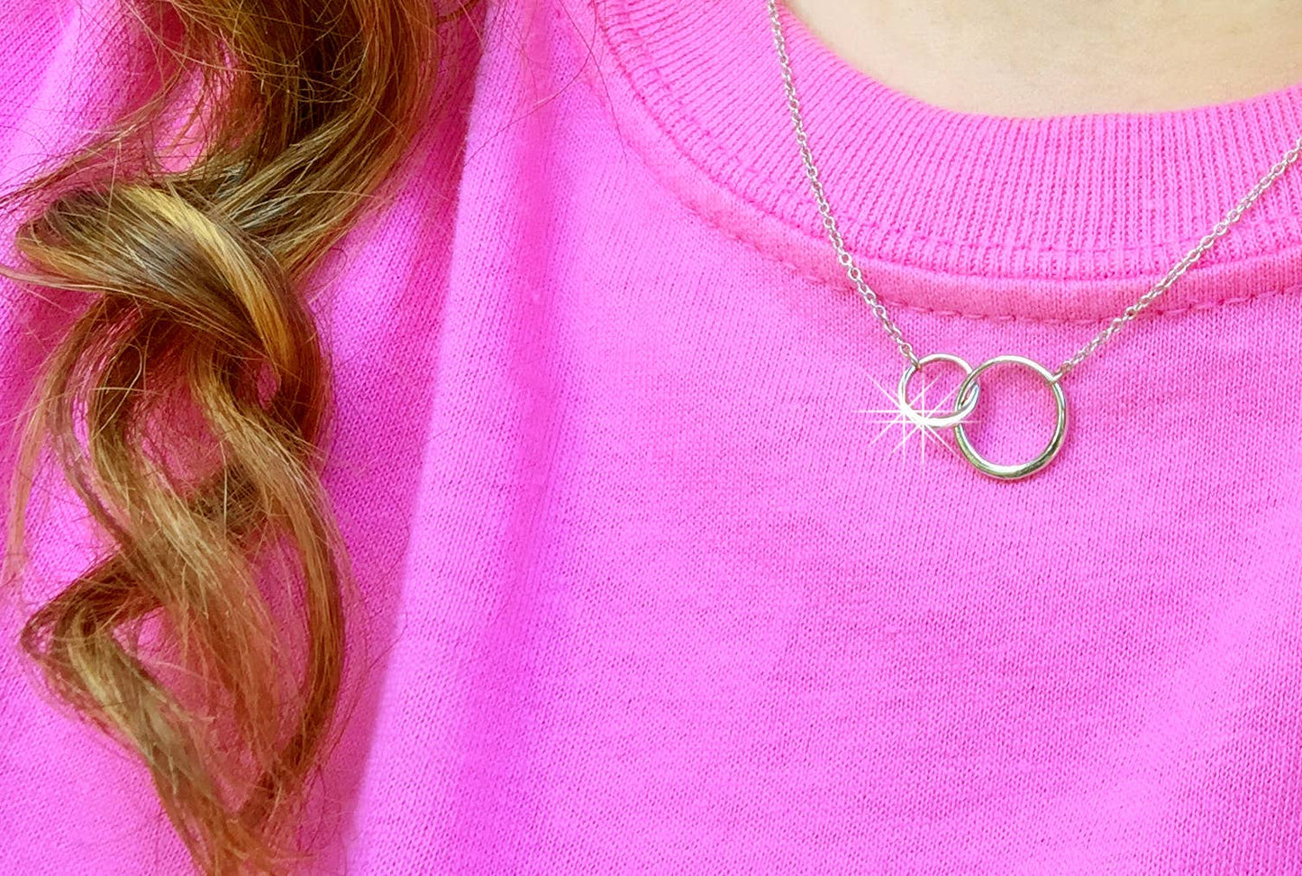 Love Between Mother and Daughter Necklaces: Circles set of 2: Sterling Silver
