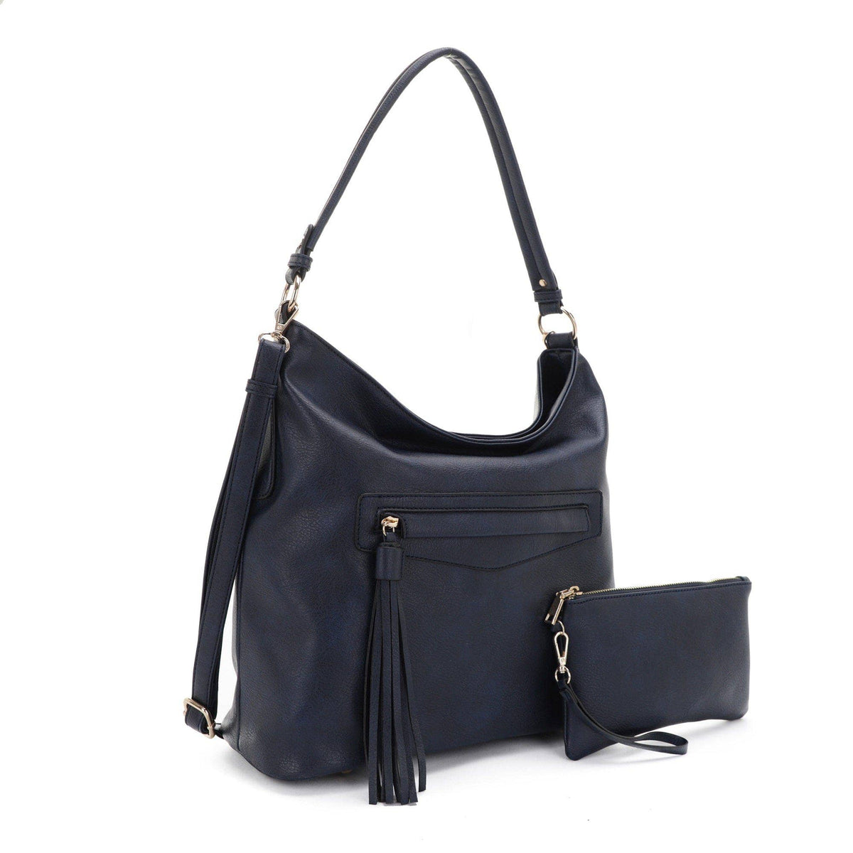 Eliza Front Tassel Pocket 2 in 1 Hobo Shoulder Bag S: Mauve