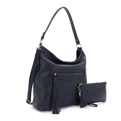 Eliza Front Tassel Pocket 2 in 1 Hobo Shoulder Bag S: Mauve