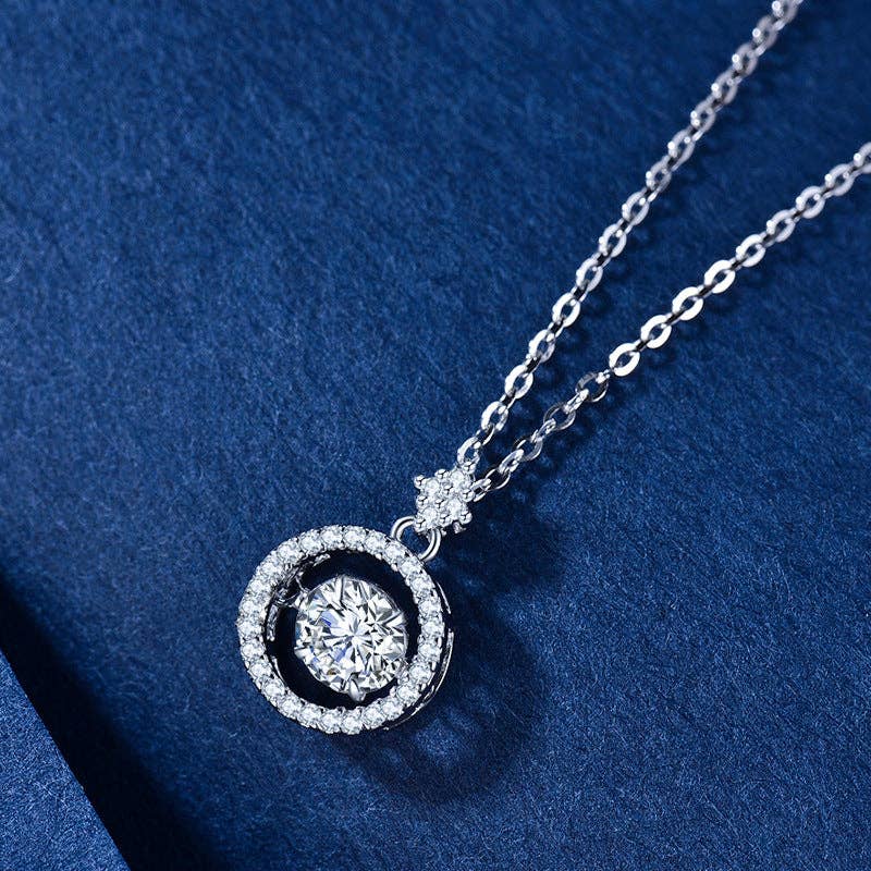 Dancing Moissanite Charm Necklace in 925 Sterling Silver: 0.5 ct