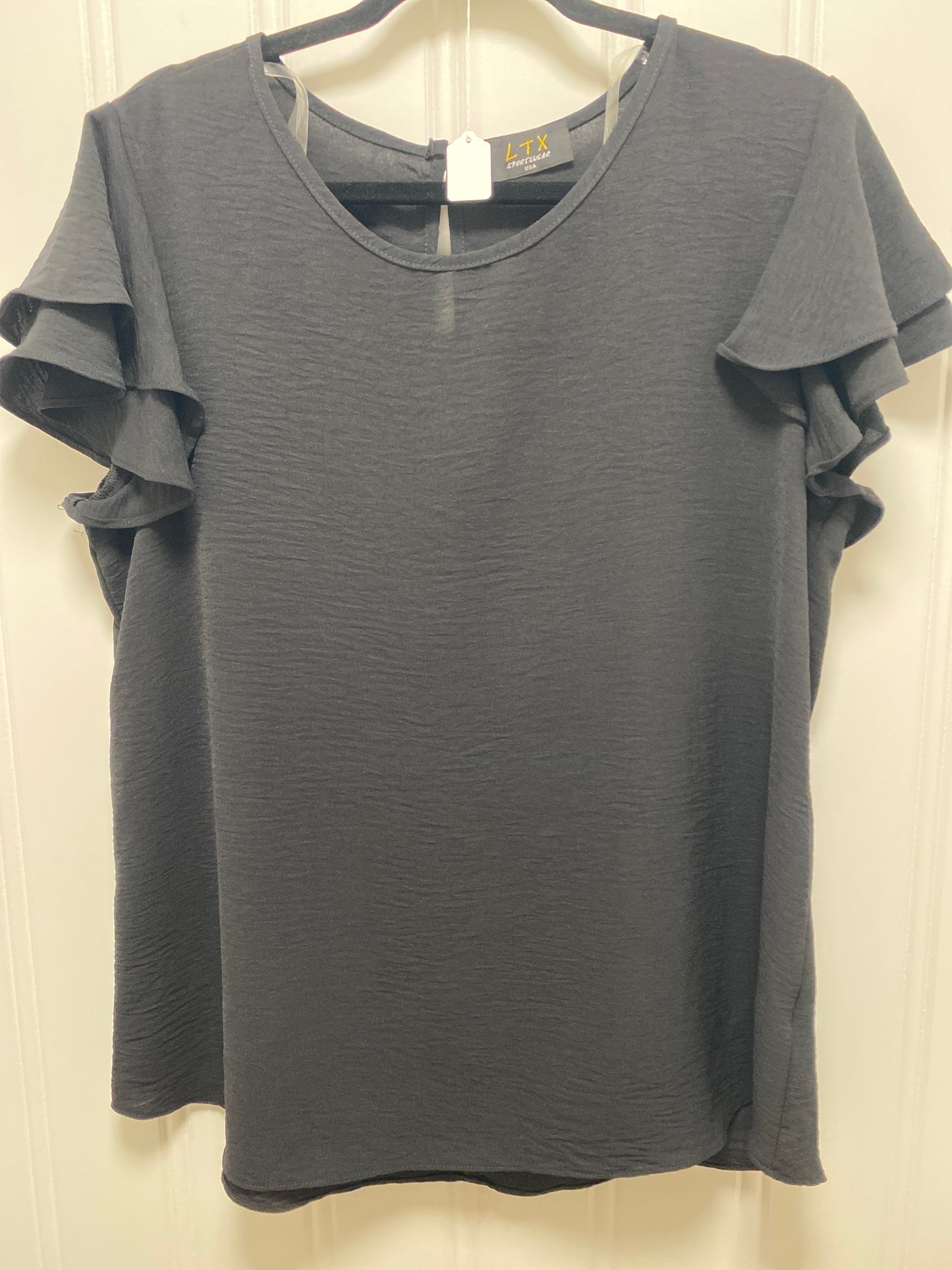 Black Top with Ruffle Sleeves