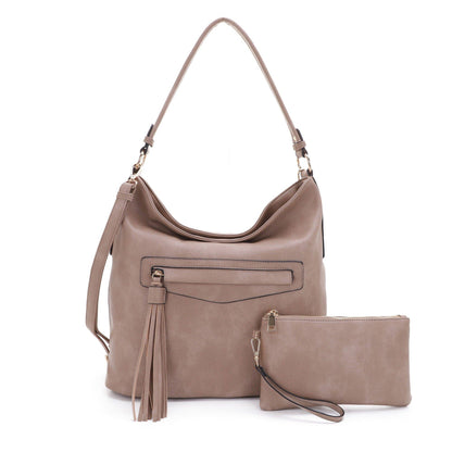 Eliza Front Tassel Pocket 2 in 1 Hobo Shoulder Bag S: Mauve