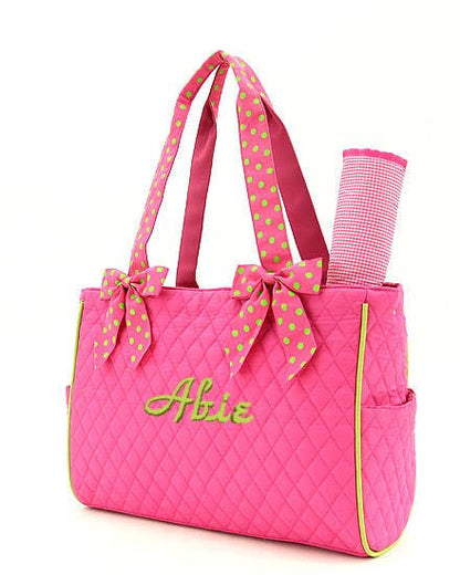 Quilted Solid Diaper Bag: RDBK