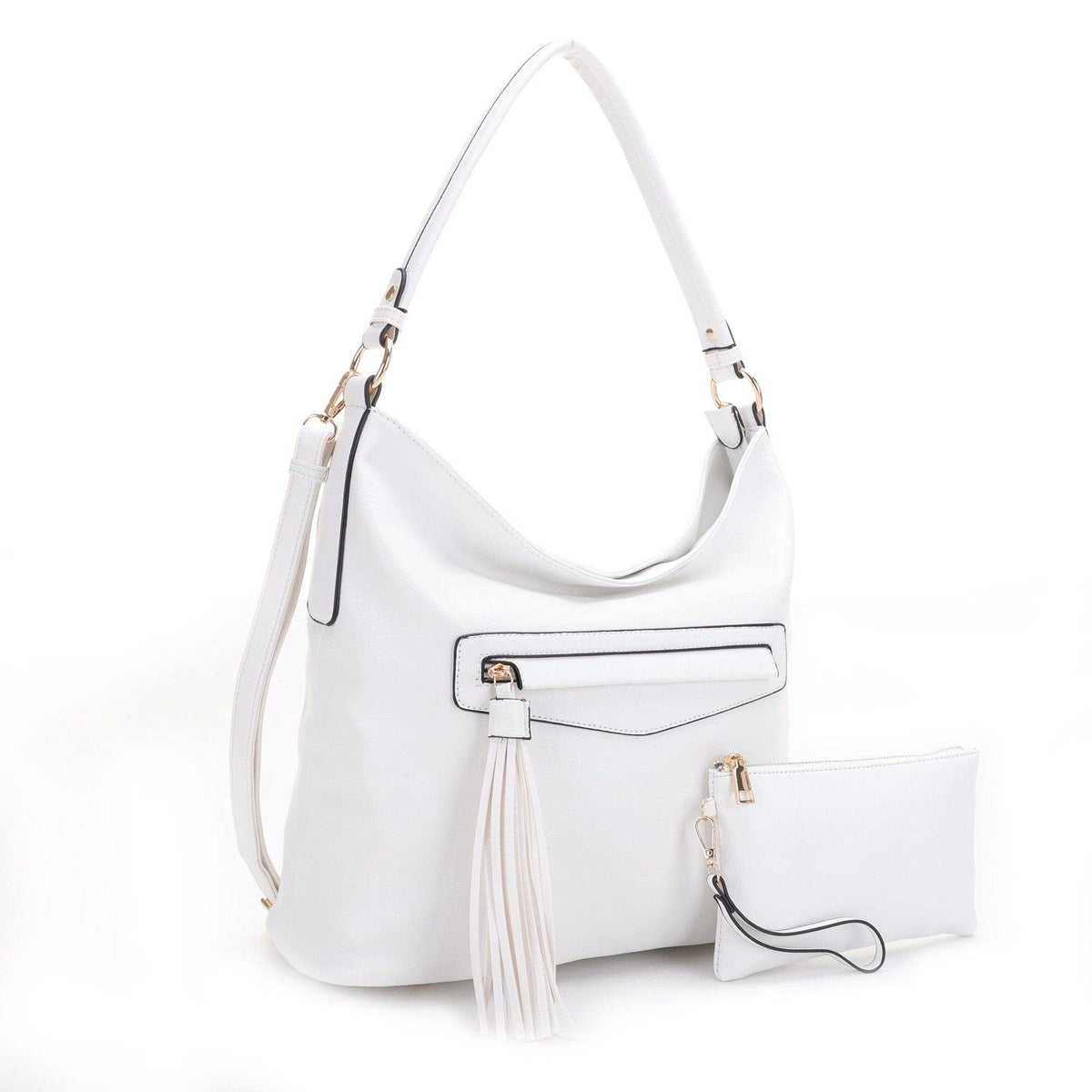 Eliza Front Tassel Pocket 2 in 1 Hobo Shoulder Bag S: Mauve