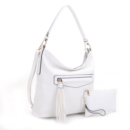 Eliza Front Tassel Pocket 2 in 1 Hobo Shoulder Bag S: Mauve