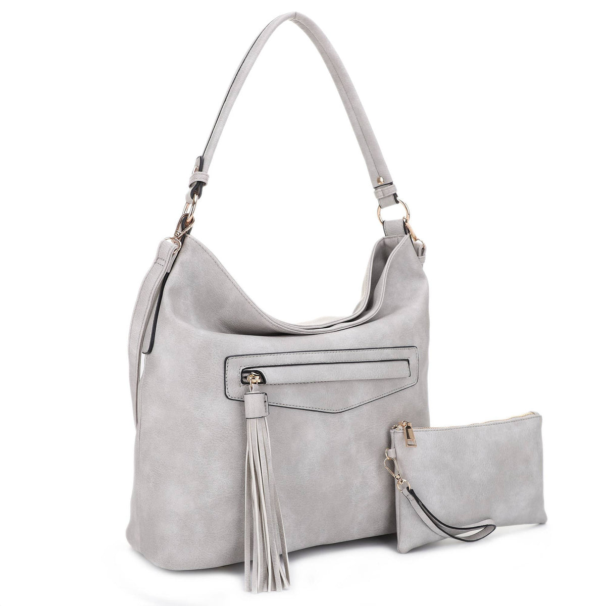 Eliza Front Tassel Pocket 2 in 1 Hobo Shoulder Bag S: Mauve