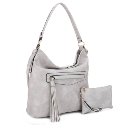 Eliza Front Tassel Pocket 2 in 1 Hobo Shoulder Bag S: Mauve