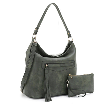 Eliza Front Tassel Pocket 2 in 1 Hobo Shoulder Bag S: Mauve