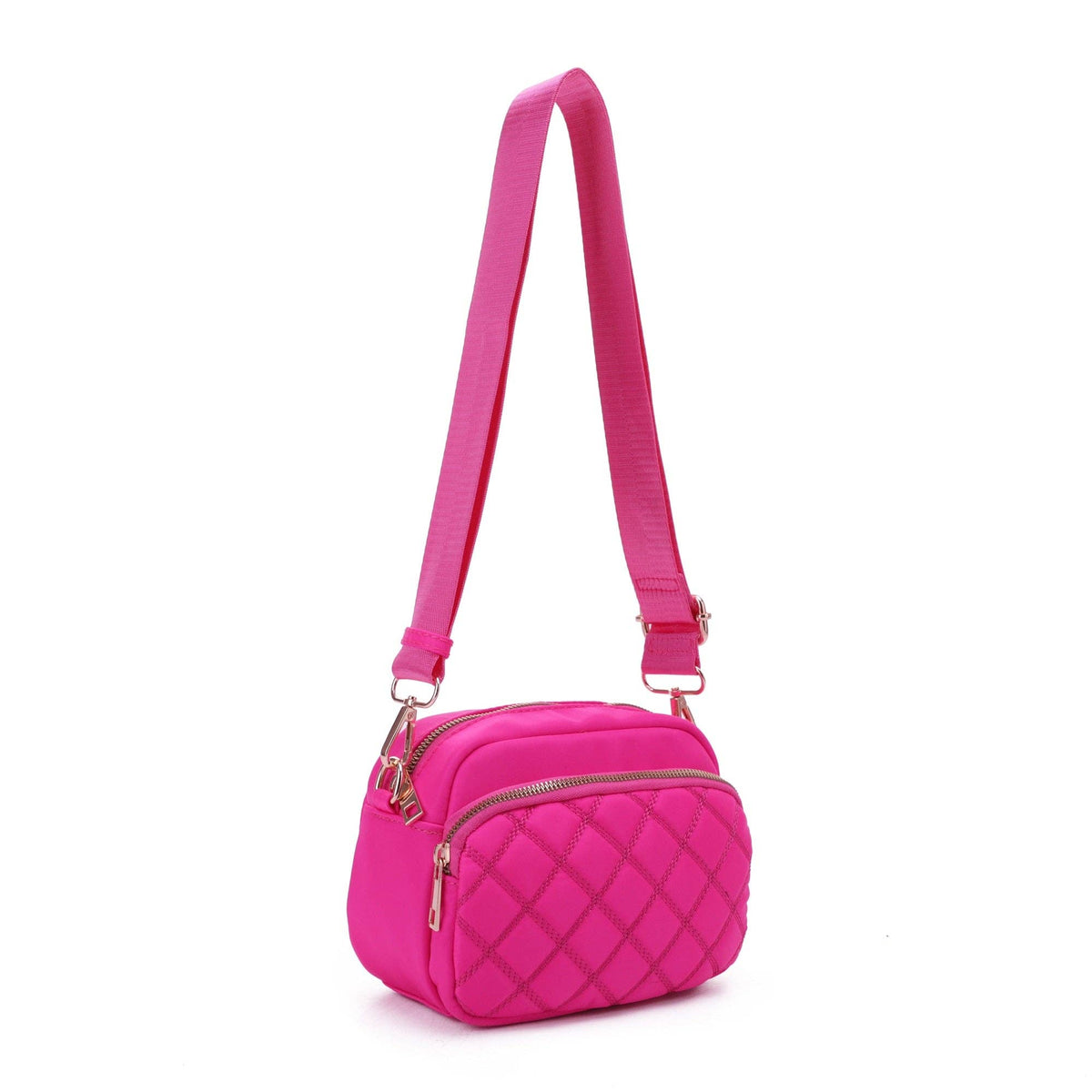 Angela Quilted Crossbody Bag: Red