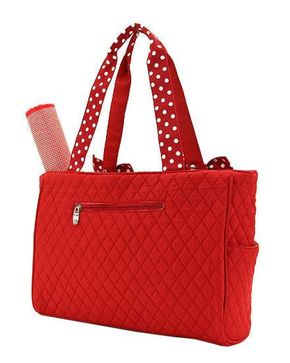 Quilted Solid Diaper Bag: RDBK