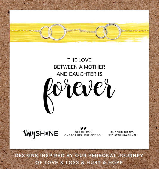 Love Between Mother and Daughter Necklaces: Circles set of 2: Sterling Silver