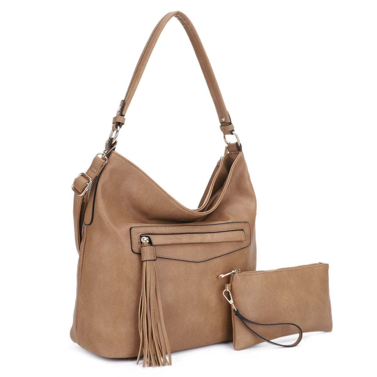 Eliza Front Tassel Pocket 2 in 1 Hobo Shoulder Bag S: Mauve