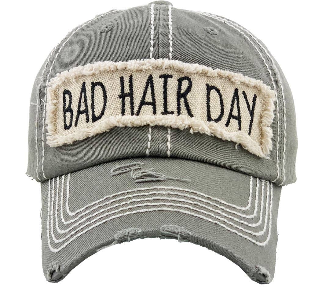 KBV1073 'BAD HAIR DAY' Distressed Cotton Cap: Camoflauge