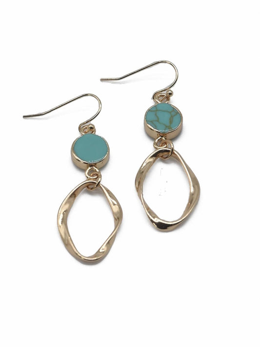 Semi Precious Stone Dangle Earrings: Turquoise