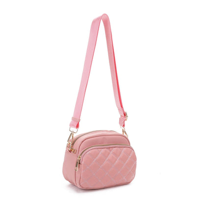 Angela Quilted Crossbody Bag: Red