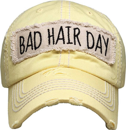 KBV1073 'BAD HAIR DAY' Distressed Cotton Cap: Camoflauge