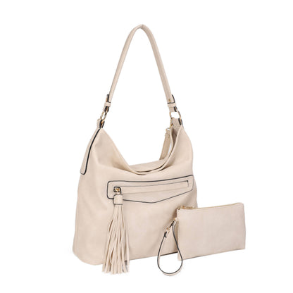 Eliza Front Tassel Pocket 2 in 1 Hobo Shoulder Bag S: Mauve