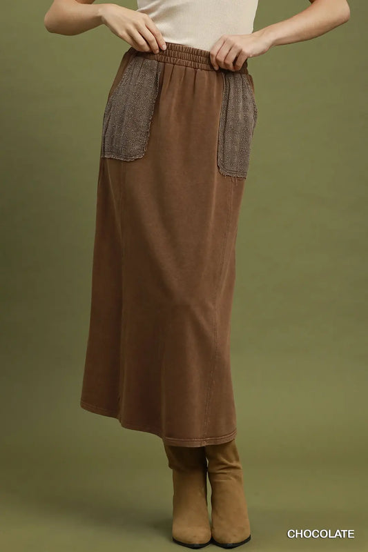 Umgee French Terry Maxi Skirt