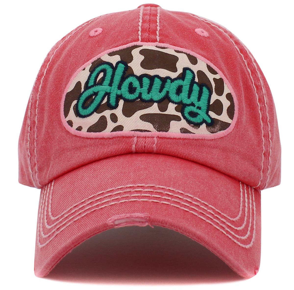KBV1495 Howdy Washed Vintage Ballcap: Hot Pink